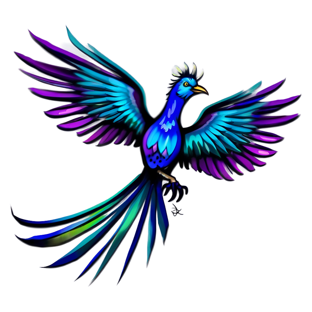 Vibrant Phoenix Wallpaper: Mythical Bird in Blue & Purple
