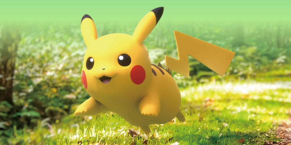 Pikachu Frolics in Lush Forest - Vibrant Pokémon Wallpaper