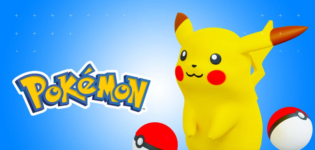 Vibrant Pikachu Wallpaper with Poké Balls on Blue Background