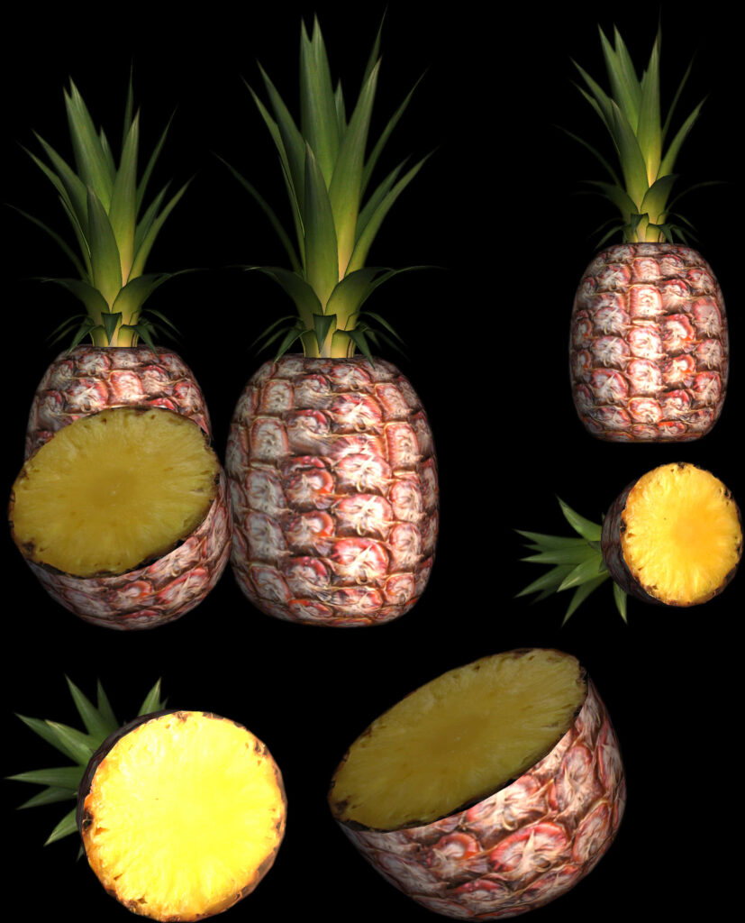 Vibrant Pineapple Wallpaper: Whole & Sliced Against Dark Background