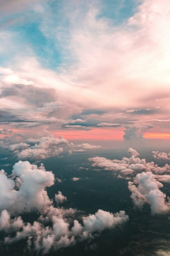 Pink and Blue Cloudy Sky: Serene HD Phone Wallpaper Background