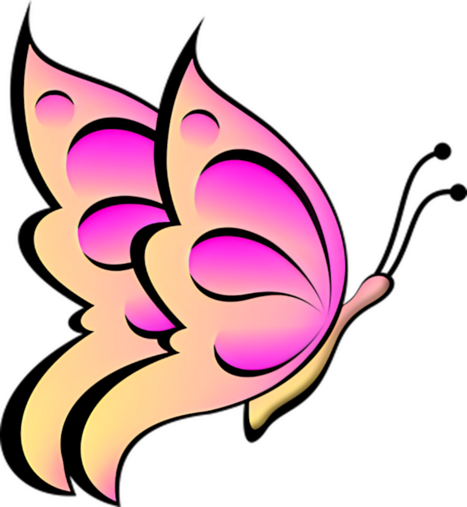 Vibrant Pink Butterfly Graphic with Yellow Accents - Abstract Wallpaper