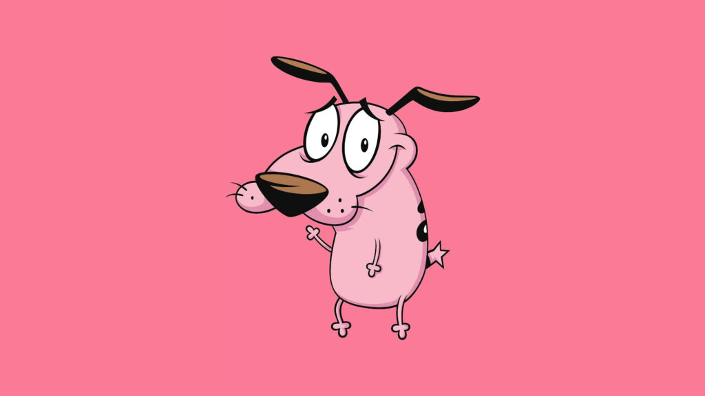 Vibrant Pink Cartoon Dog Minimalist Laptop Wallpaper