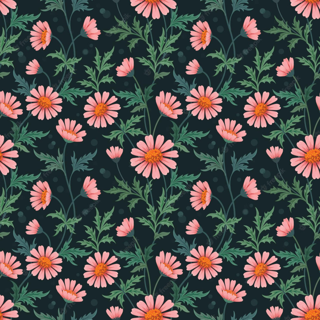 Vibrant Pink Daisy Wallpaper on Dark Background - Eye-Catching Design