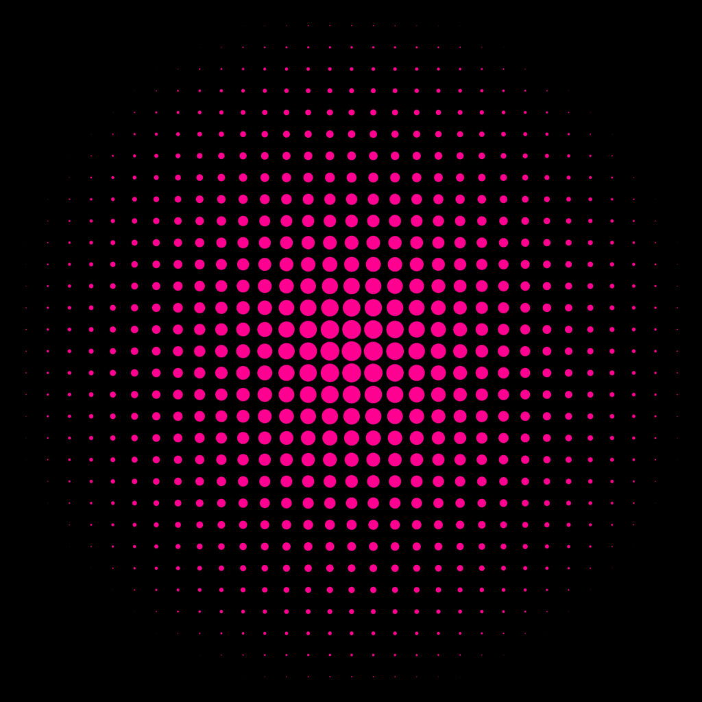 Vibrant Pink Dot Abstract Wallpaper on Black Background