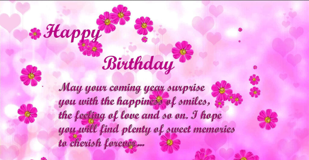 Vibrant Pink Floral Birthday Wallpaper with Heartfelt Message