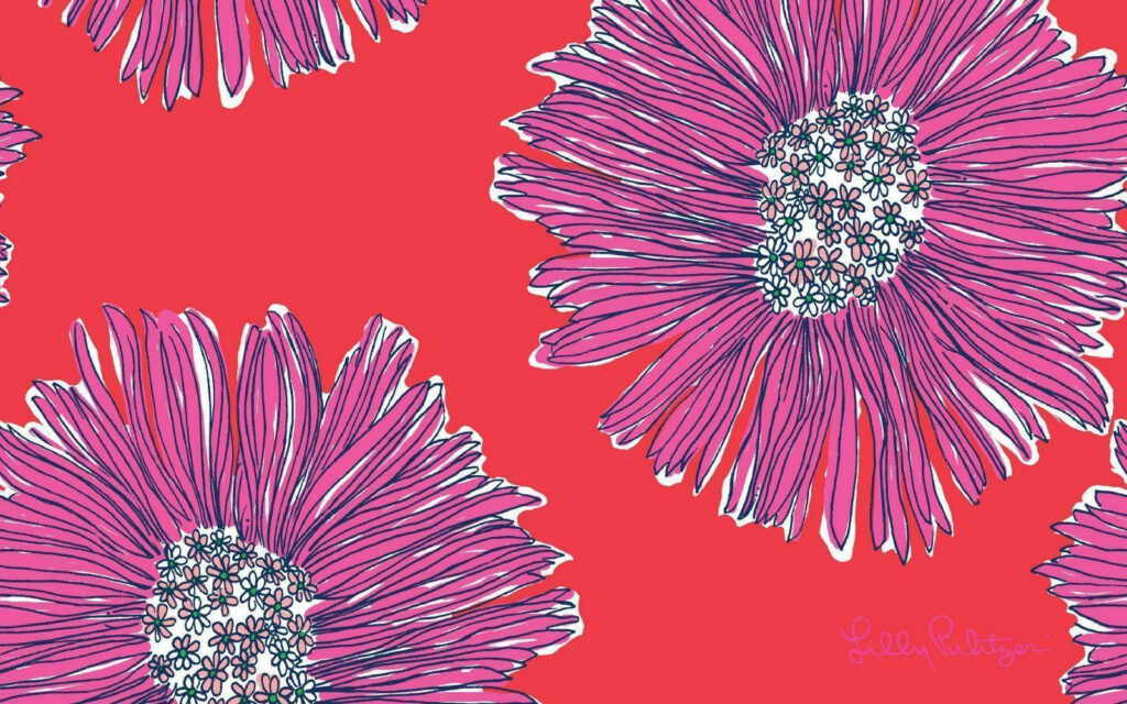 Vibrant Pink Flower Desktop Wallpaper – Lilly Pulitzer Style