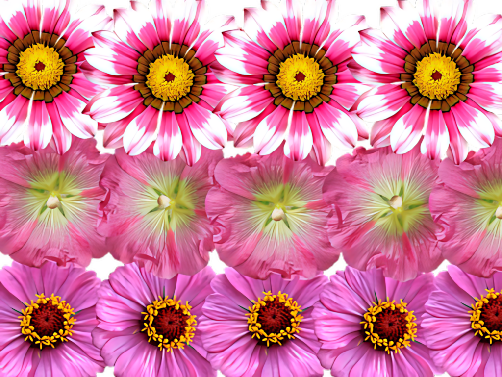 Vibrant Pink Flower Seamless Wallpaper with Bright Yellow Centers