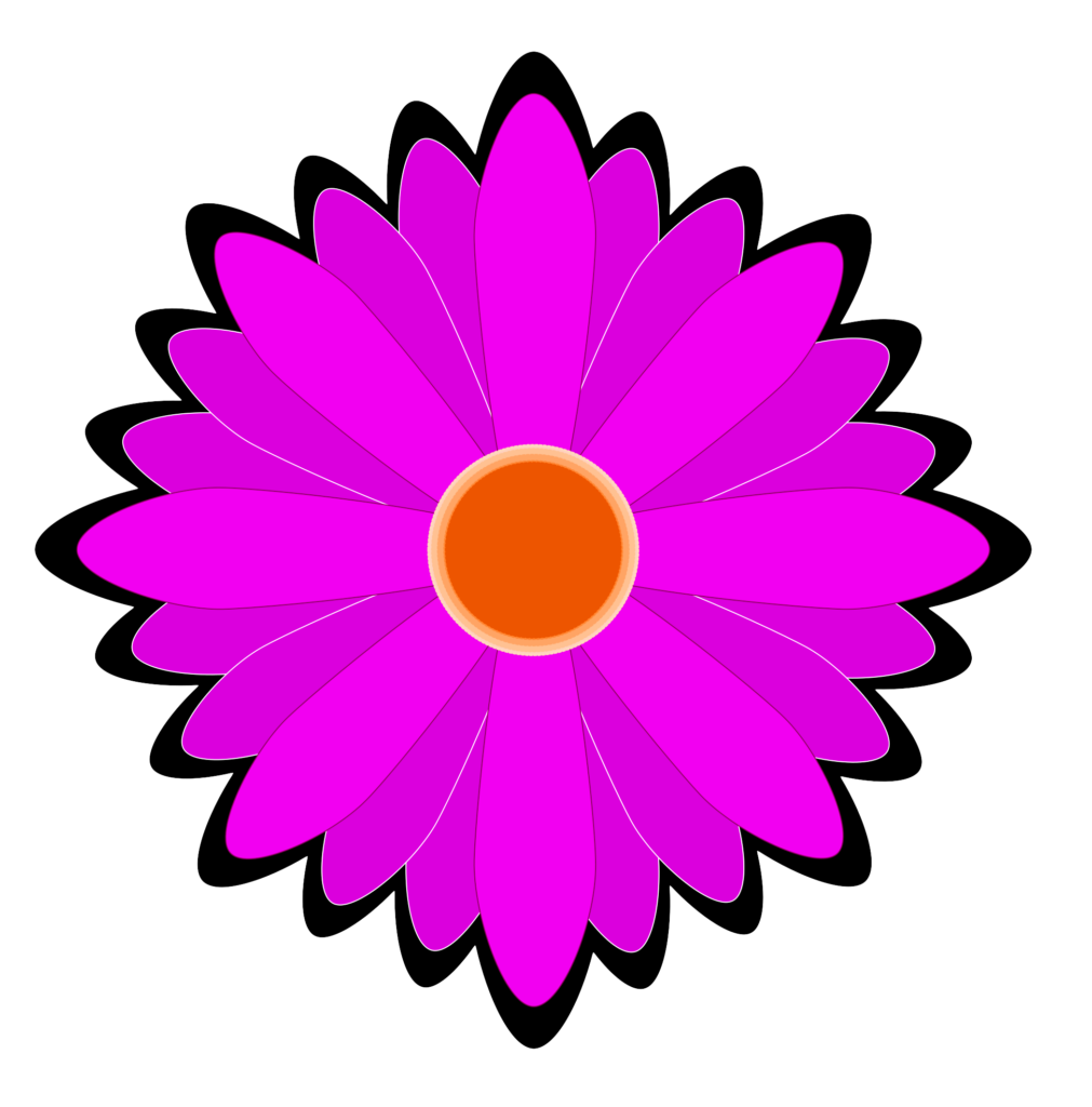 Vibrant Pink Flower Illustration with Bold Petals on Transparent Background Wallpaper
