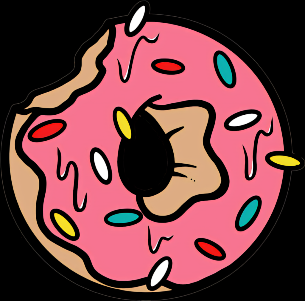 Vibrant Pink Frosted Donut Cartoon - Fun Wallpaper Background
