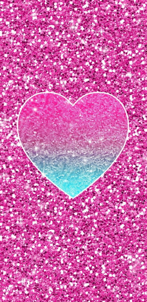 Vibrant Pink Glitter Wallpaper with Gradient Heart Design