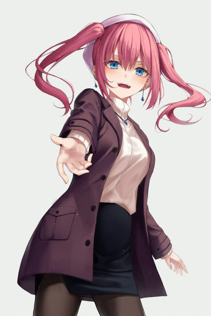 Anime Girl with Pink Twin Tails in Dynamic Pose - Stylish Wallpaper