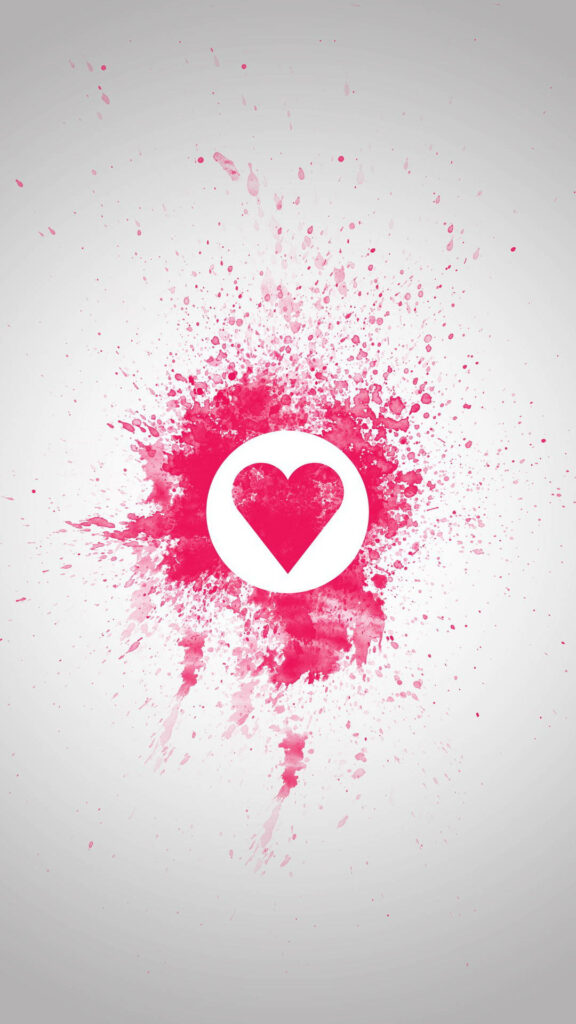 Modern Pink Heart Wallpaper: Bold Splash Design on Light Background