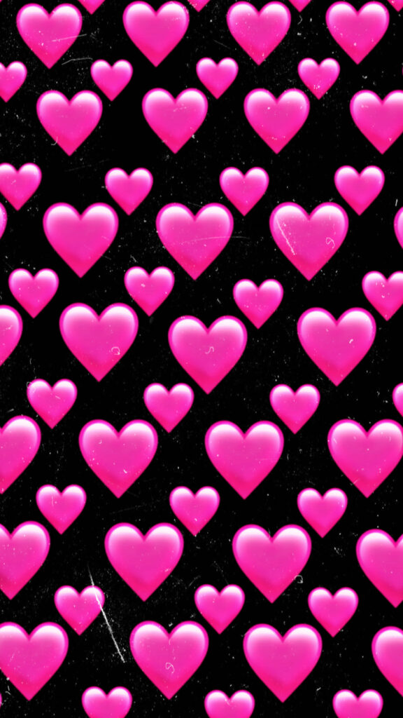 Vibrant Pink Hearts Wallpaper: Romantic Design on Dark Background