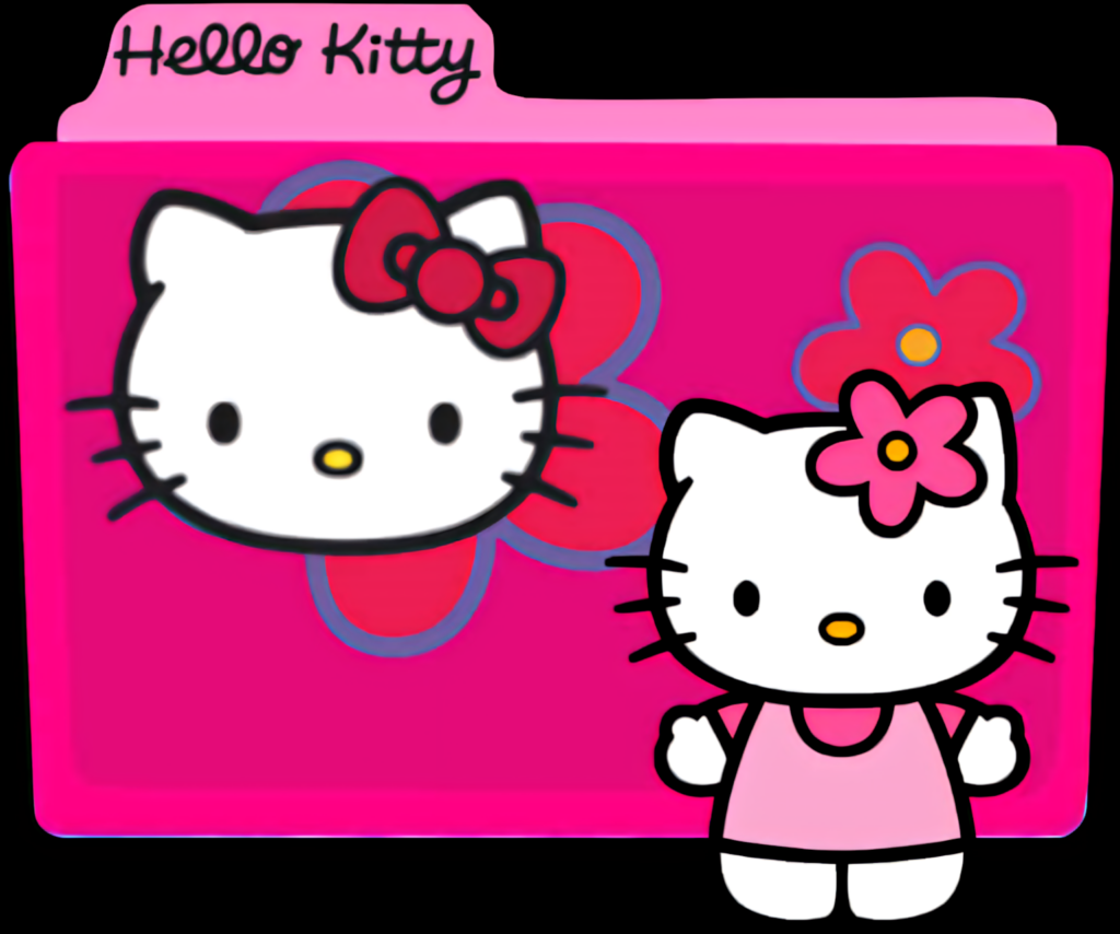 Vibrant Pink Hello Kitty Wallpaper with Floral Graphics