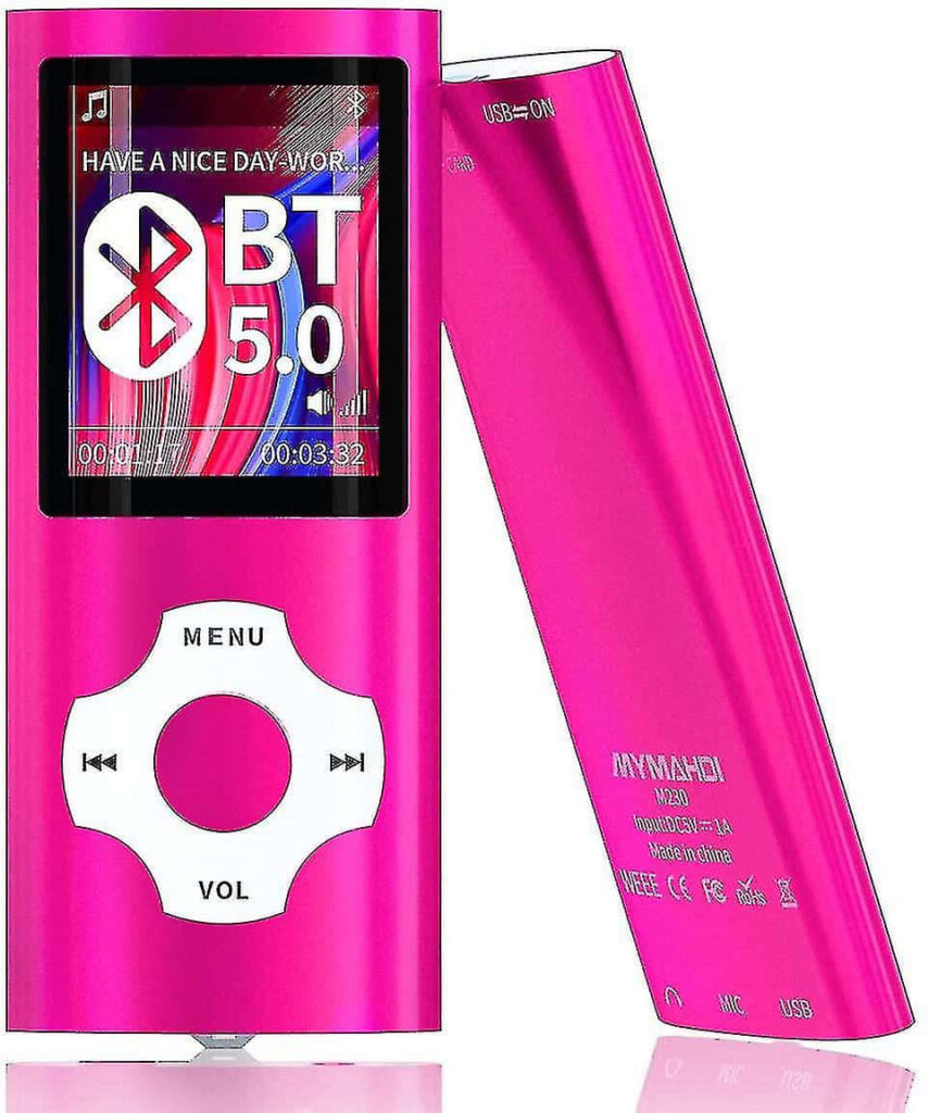 Stylish Pink MP3 Player Wallpaper: Bluetooth 5.0 & Easy Navigation