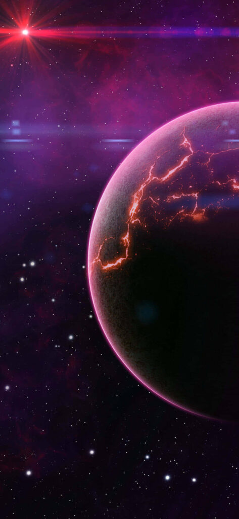 Vibrant Pink Planet Wallpaper for iPhone XS Max in Cosmic Space
