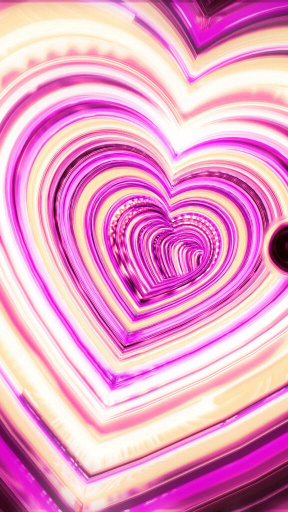 Vibrant 3D Concentric Hearts Wallpaper in Pink & Purple for iPhone