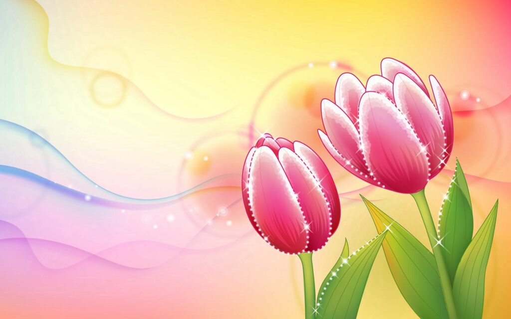 Vibrant Pink Tulips Wallpaper with Warm Gradient Background