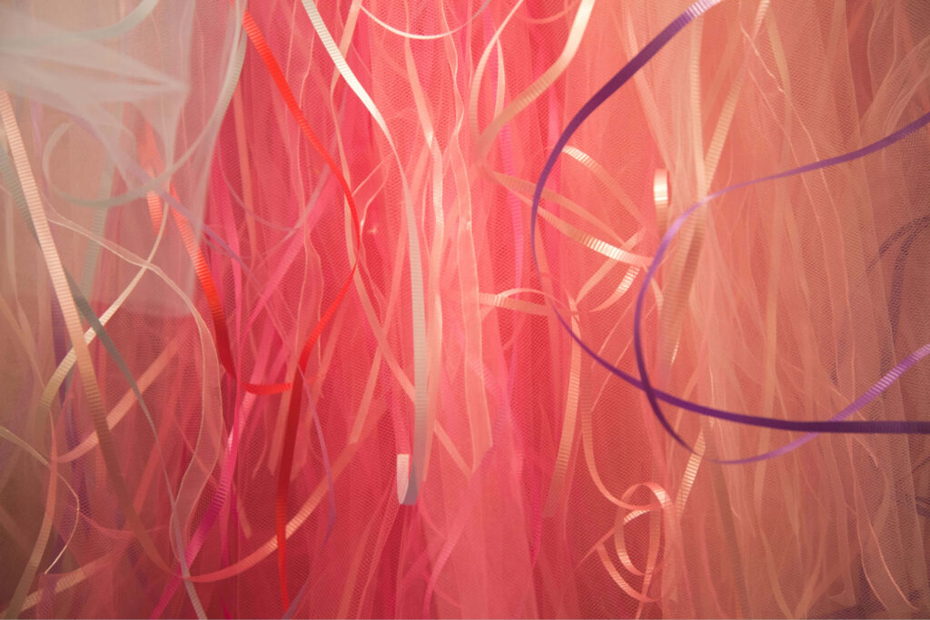 Vibrant Pink Tulle Wallpaper: Abstract Curves & Soft Textures