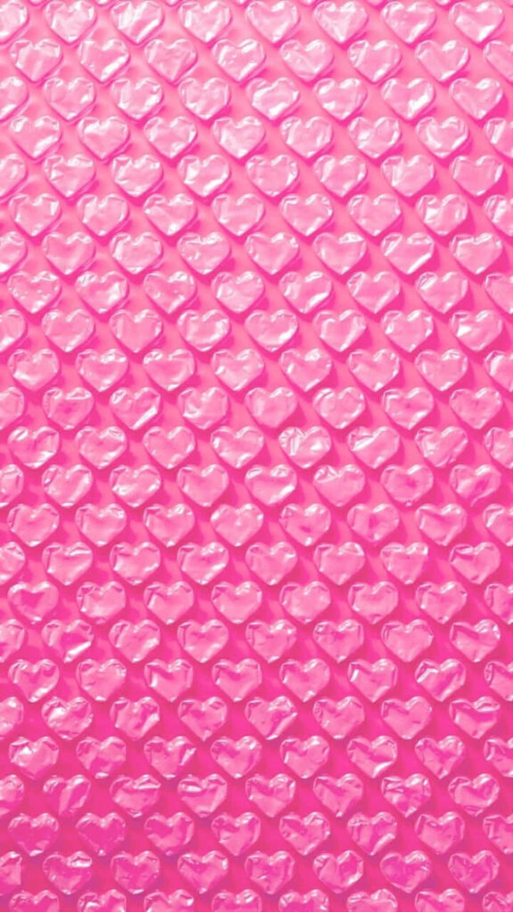 Playful Pink Heart Wallpaper: Glossy Bubble Texture Background