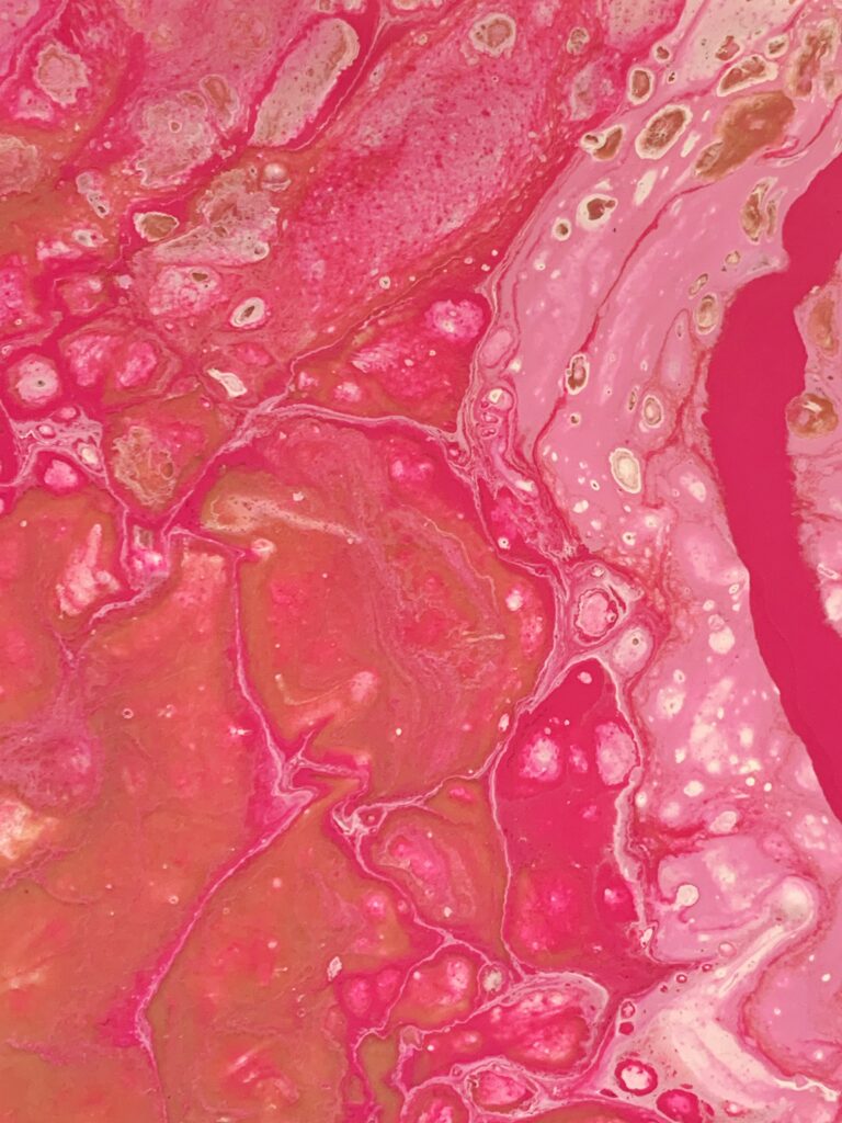 Vibrant Pink and White Abstract Liquid Paint Wallpaper Background