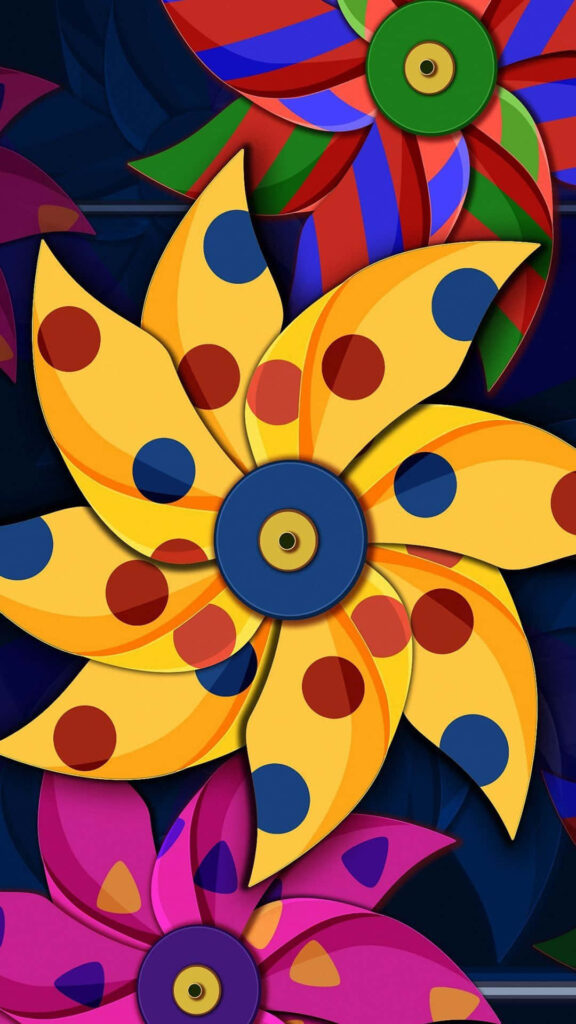 Vibrant Pinwheel Wallpaper: Colorful Yellow Design & Cheerful Aesthetic