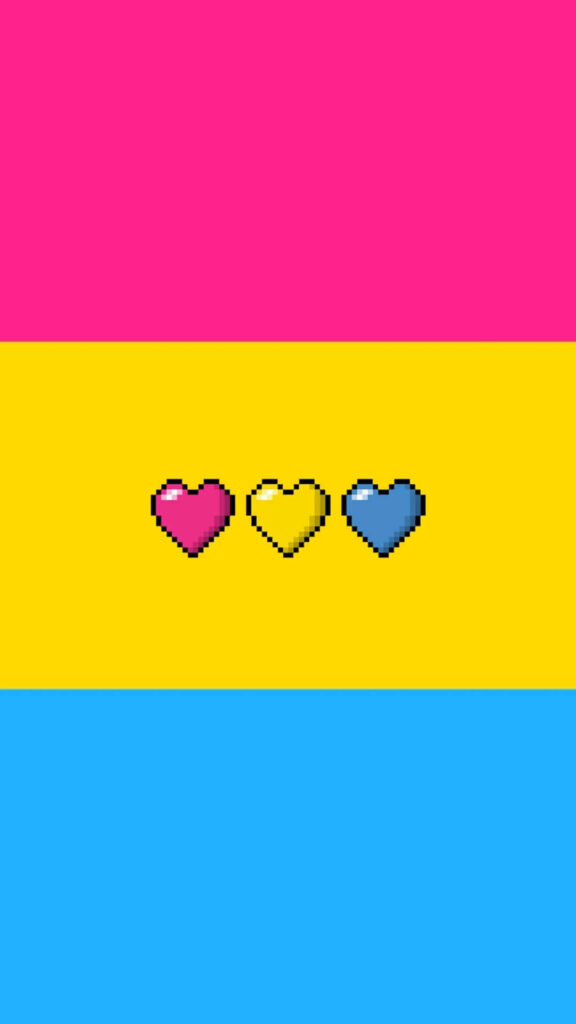 Vibrant Pixelated Hearts Wallpaper Inspired by Pansexual Pride Flag