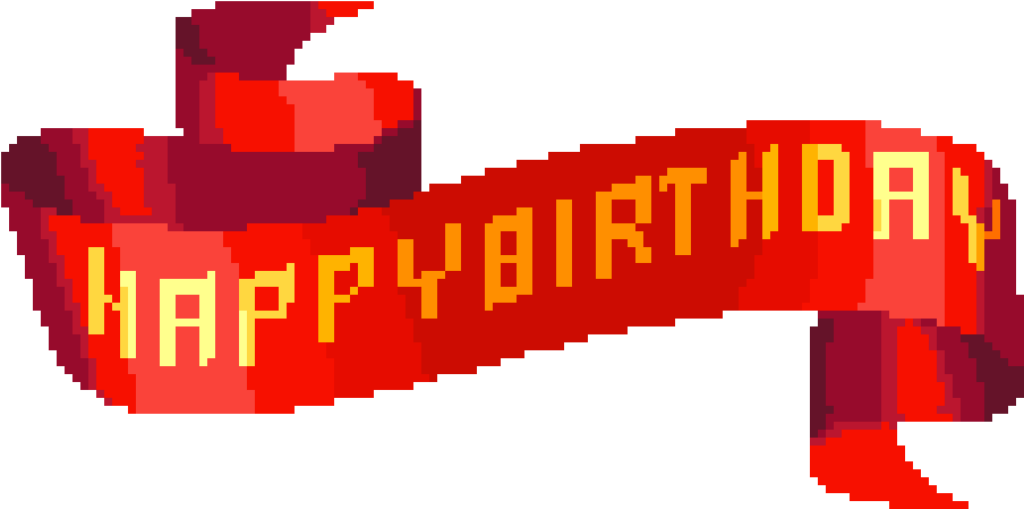 Vibrant Red Ribbon Birthday Wallpaper - Pixelated Retro Style