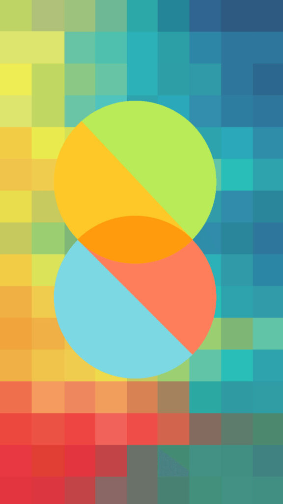 Vibrant Pixelated Gradient Wallpaper with Intersecting Semicircles