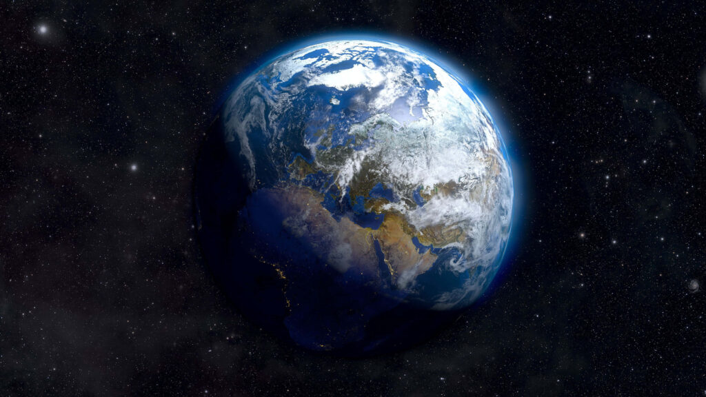 Luminous Earth Wallpaper: Vibrant Space View with Swirling Clouds