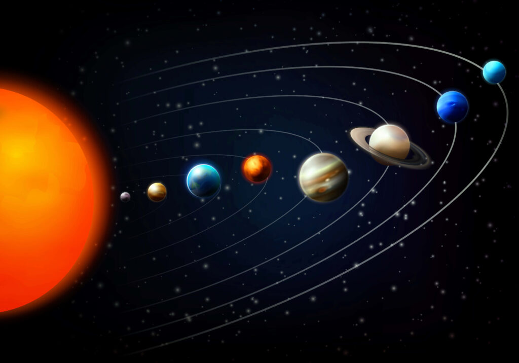Vibrant Solar System Wallpaper: Planets Orbiting the Sun