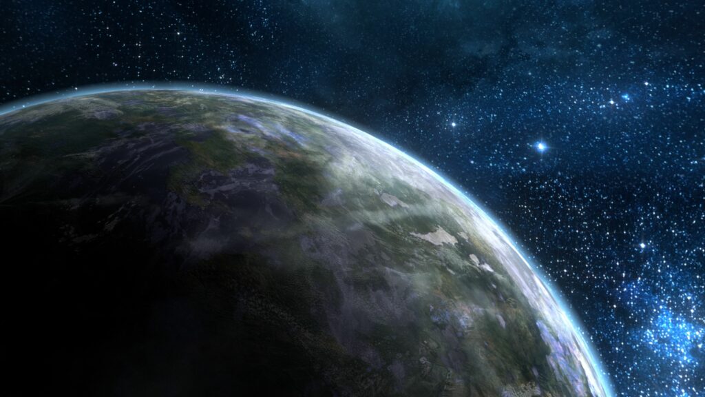 Vibrant Planet Wallpaper: Illuminated in a Starry Space Background