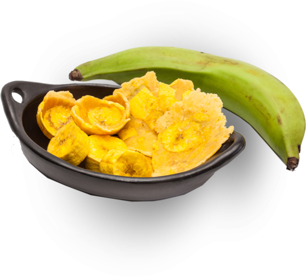 Vibrant Plantain Display: Fresh & Cooked in a Black Bowl Wallpaper