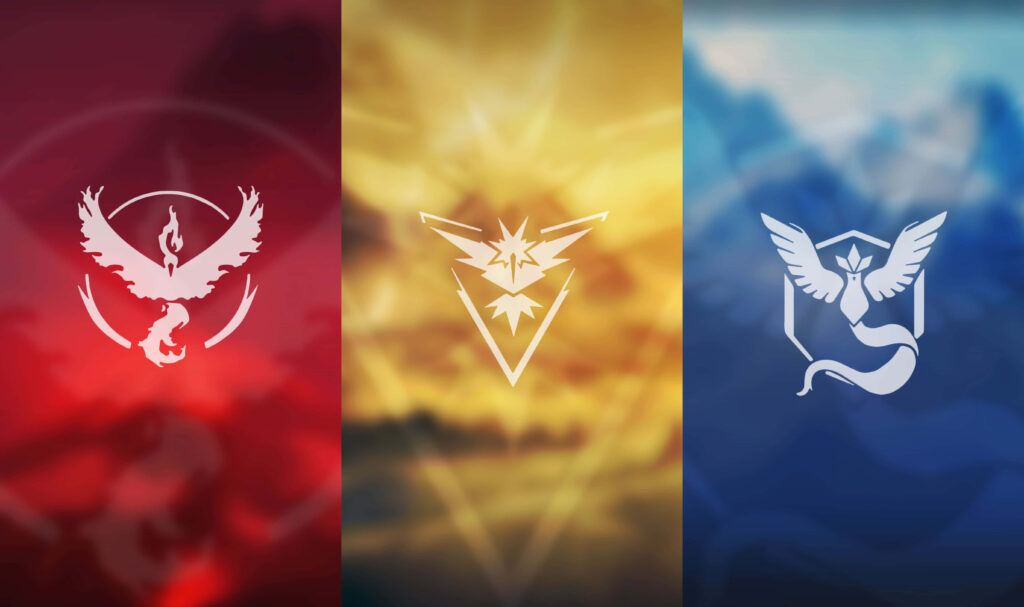 Vibrant Pokémon GO Teams Wallpaper: Valor, Instinct & Mystic Designs