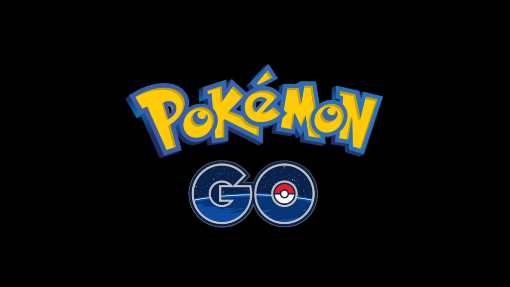Vibrant Pokémon Go Wallpaper: Iconic Logo on Sleek Black Background