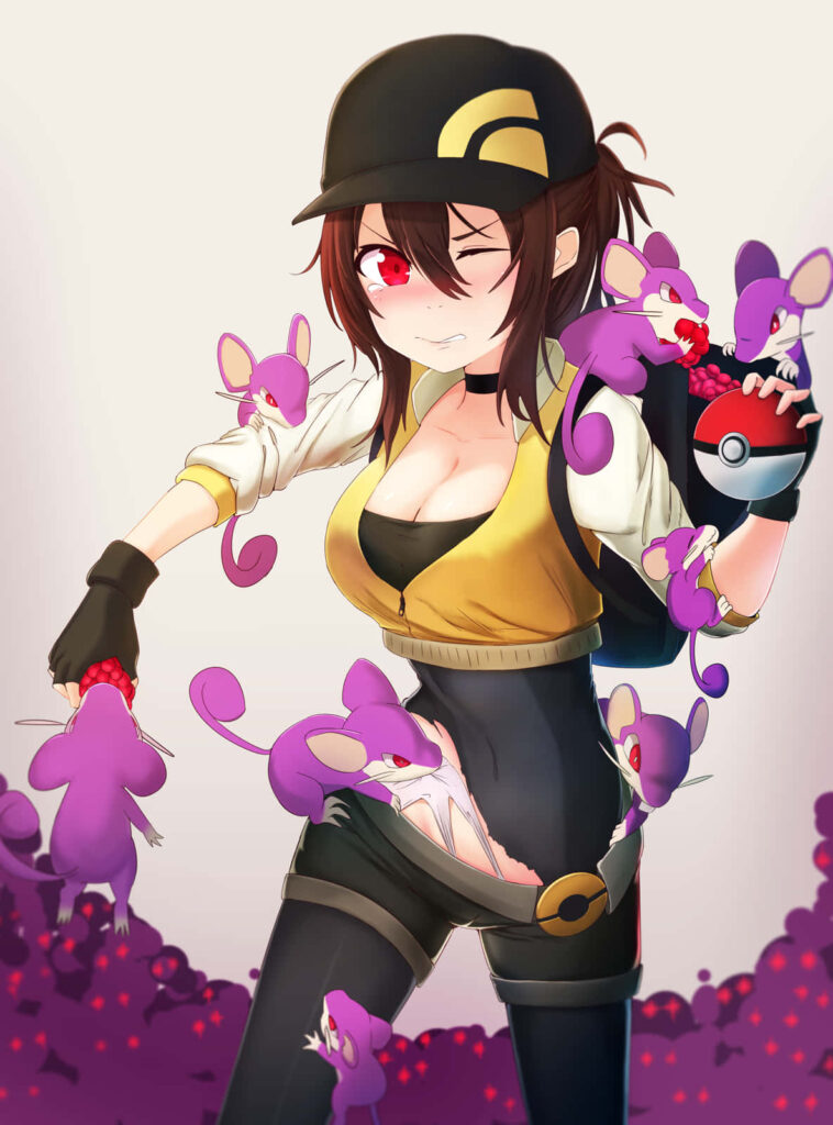 Vibrant Pokémon Go Wallpaper: Female Trainer with Rattata Swarm