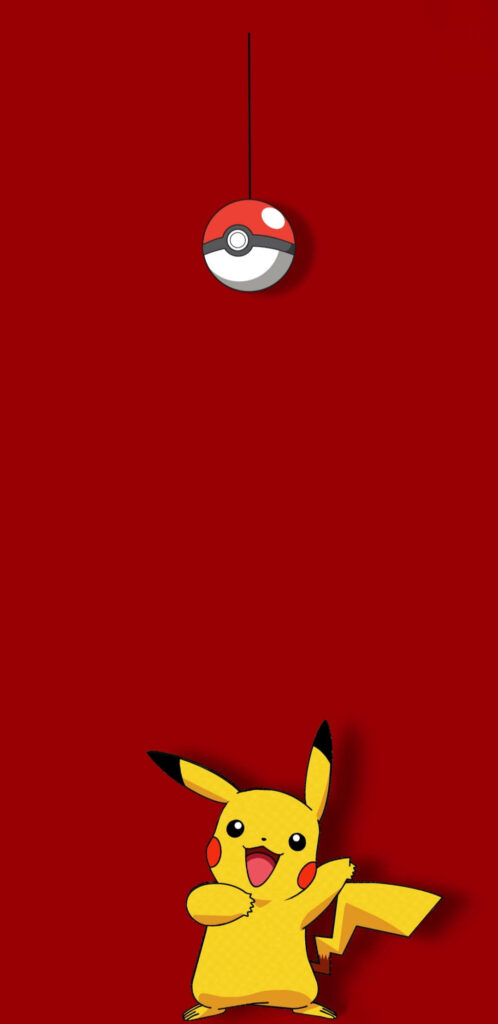 Vibrant Pikachu Wallpaper on Red for Samsung Galaxy S20 Fans