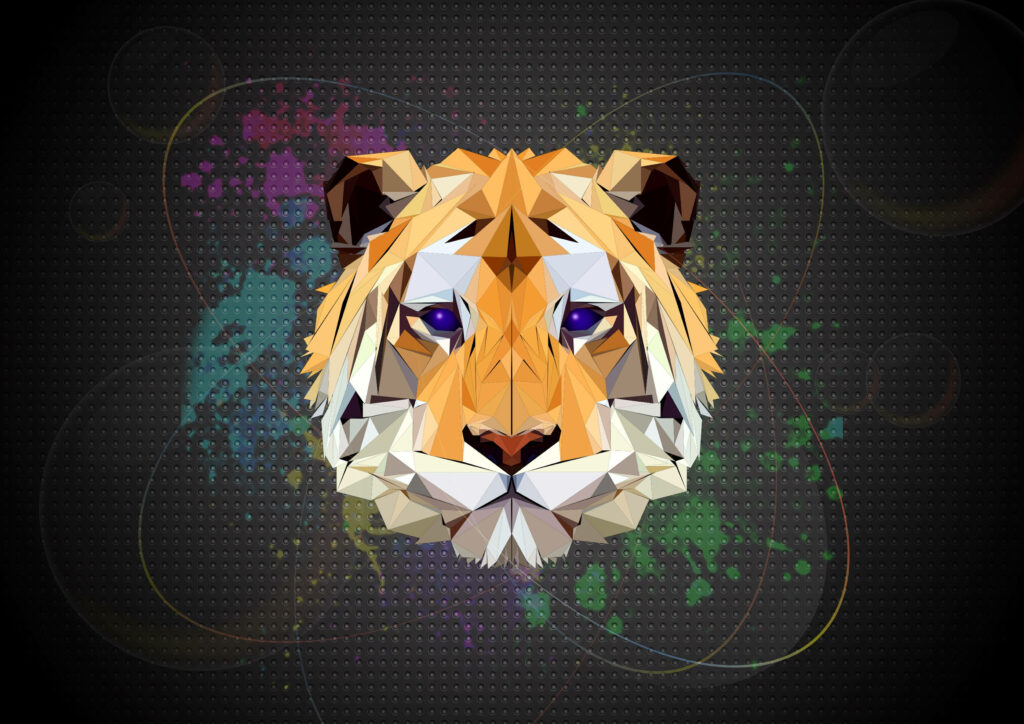 Vibrant Polygon Tiger Head Wallpaper – Modern 4D Ultra HD Design