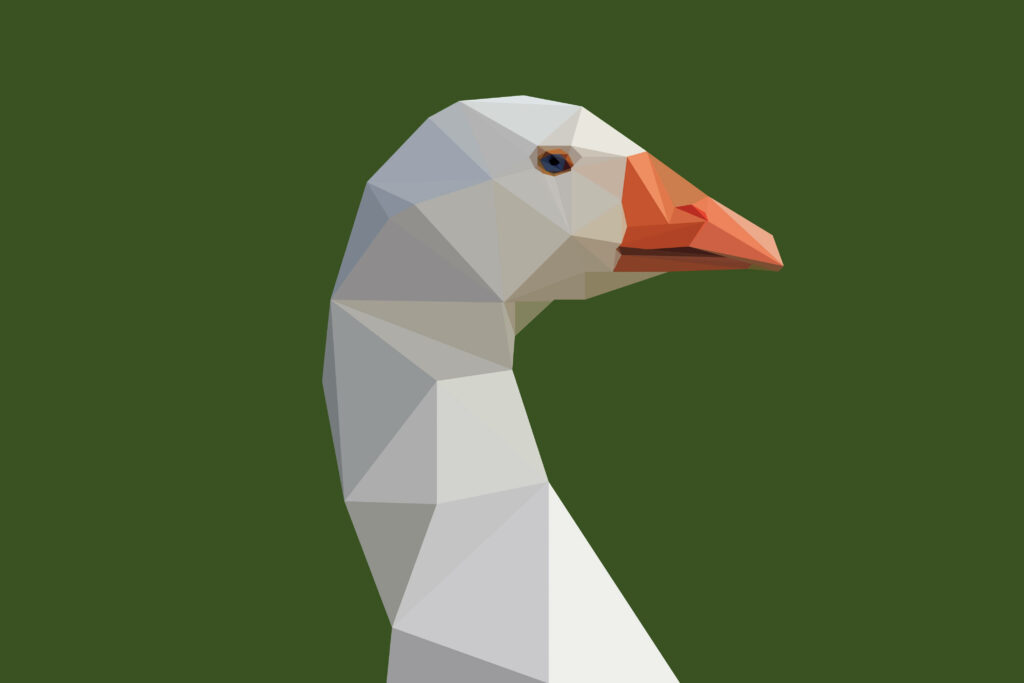 Vibrant Polygonal Duck Wallpaper on Solid Green Background