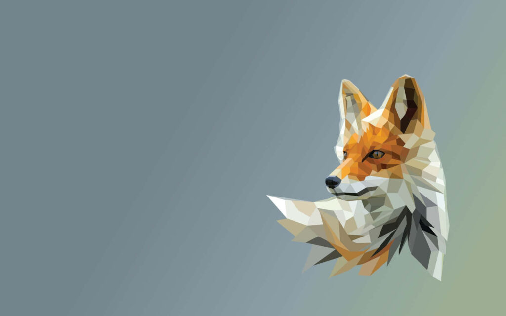 Vibrant Polygonal Fox Minimalist Wallpaper on Smooth Gradient Background