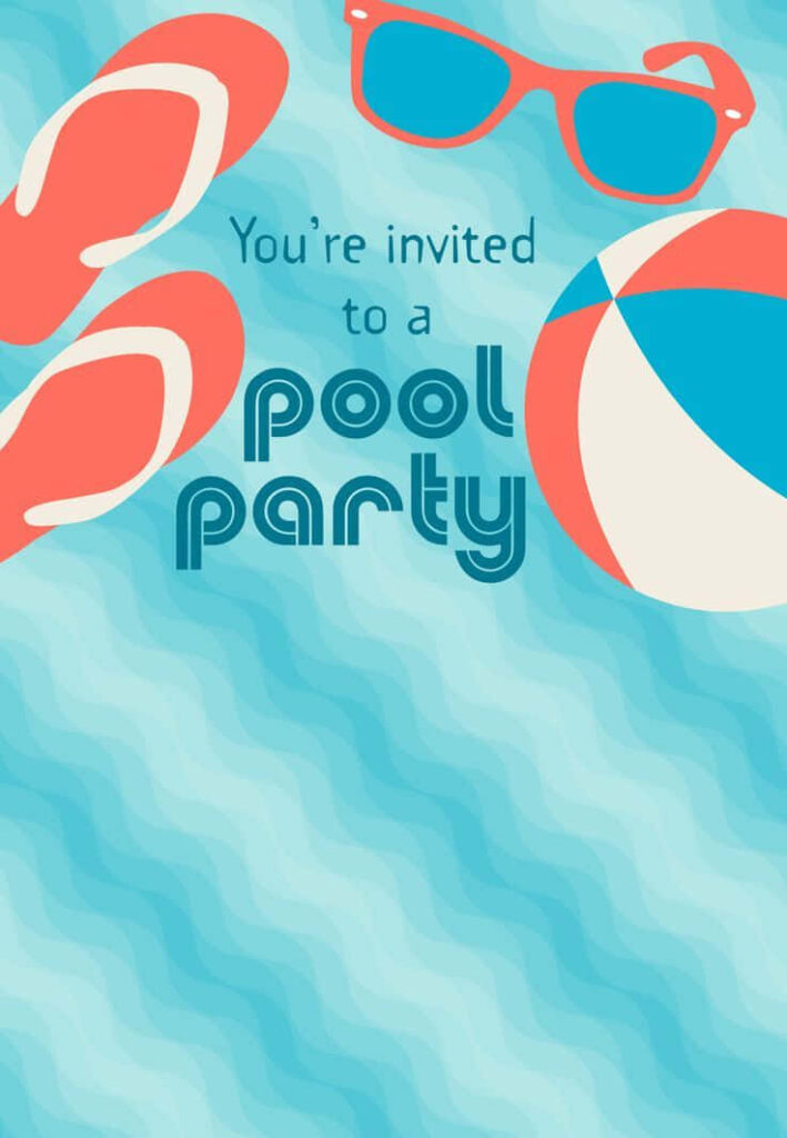 Vibrant Pool Party Invitation Wallpaper with Summer Elements