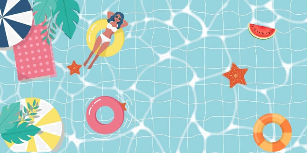 Vibrant Pool Party Wallpaper: Relaxing Vector Art Scene
