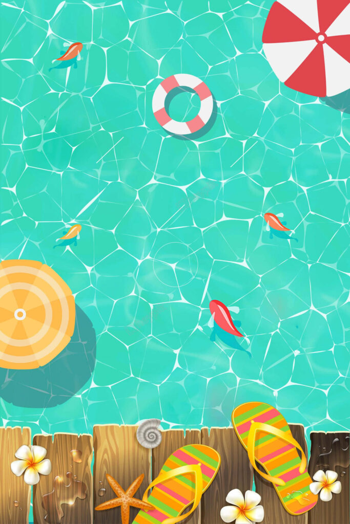 Vibrant Pool Party Wallpaper: Vector Art with Summer Vibes