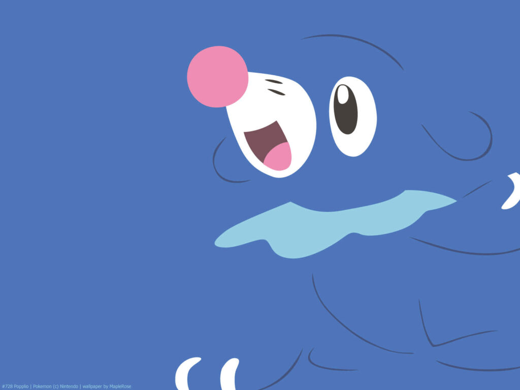 Cheerful Popplio Wallpaper: Adorable Pink Nose & Minimalist Design