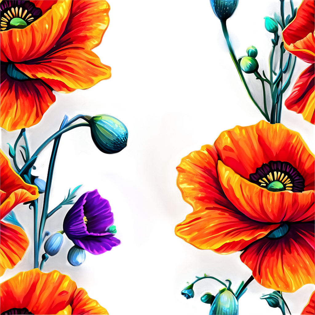 Vibrant Poppy Wallpaper: Striking Dark Background Design