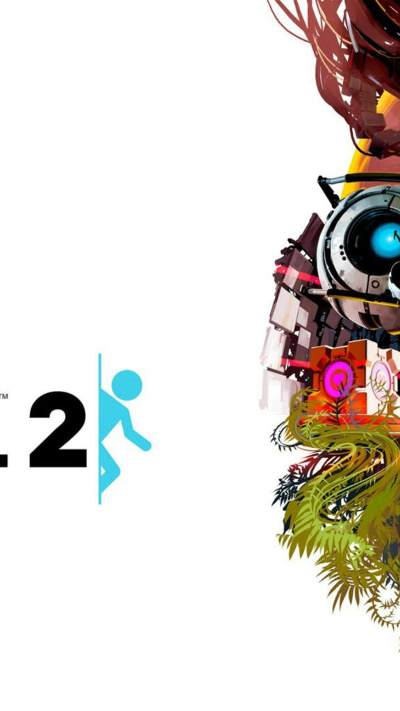 Vibrant Portal 2 Wallpaper: Robot & Colorful Abstract Design
