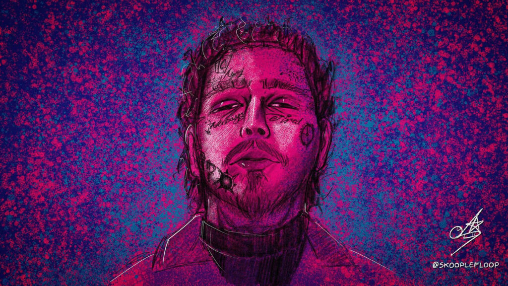 Post Malone Vibrant Wallpaper: Colorful Art & Iconic Style Design