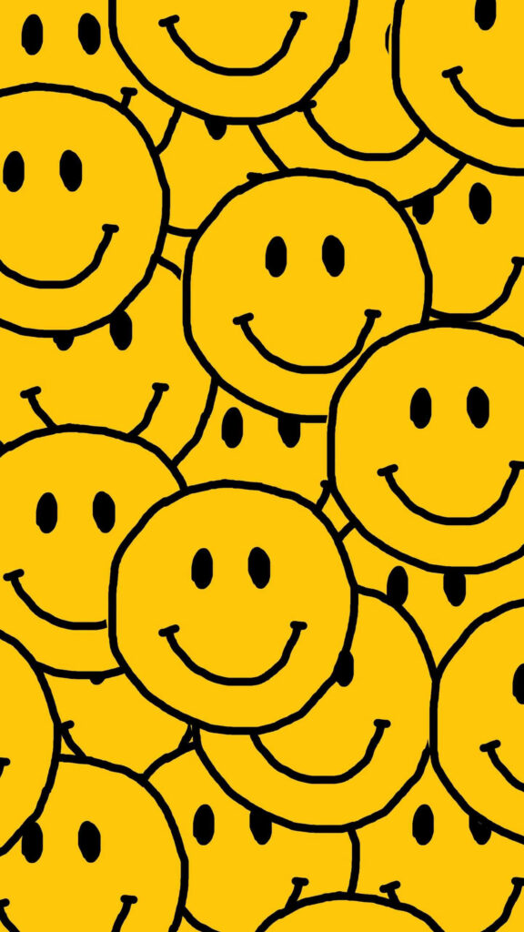 Cheerful Preppy Smiley Face Collage with Vibrant Yellow Patterns - Energizing Background Snapshot Wallpaper