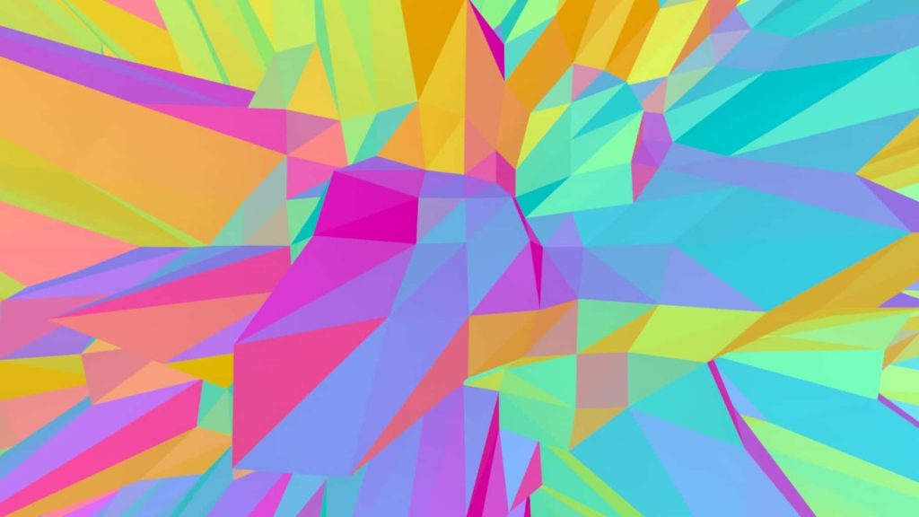 Vibrant prism art wallpaper with colorful low-poly geometric shapes in rainbow hues background